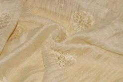 TESSUTO TENDA MISTO SETA CON RICAMO FIORE ORO