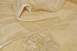 TESSUTO TENDA MISTO SETA CON RICAMO FIORE ORO