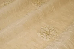 TESSUTO TENDA MISTO SETA CON RICAMO FIORE ORO