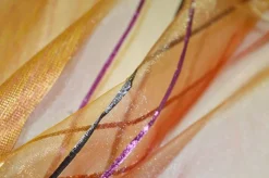 TESSUTO TENDA ORGANZA ARANCIO CON FILI RAFIA COLORATI
