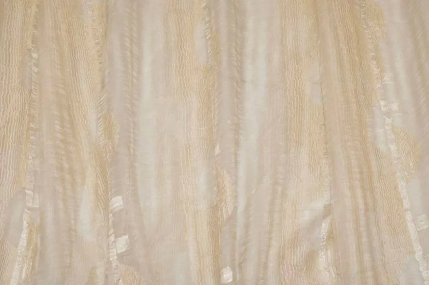 TESSUTO TENDA ORGANZA BEIGE CON APPLICAZIONI IN CINIGLIA