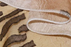 TESSUTO TENDA ORGANZA BEIGE RICAMO MARRONE