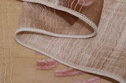 TESSUTO TENDA ORGANZA BEIGE RICAMO ROSA ANTICO