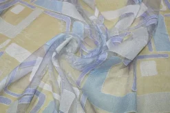TESSUTO TENDA ORGANZA DEVOREH FANTASIA GEOMETRICA AZZURRA