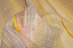 TESSUTO TENDA ORGANZA DISEGNO ONDA OCRA MARRONE