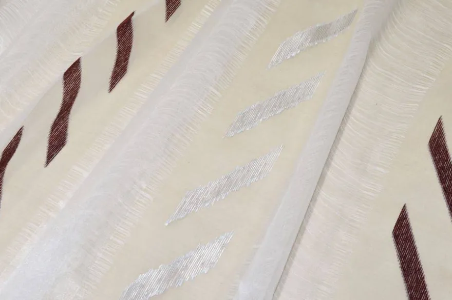 TESSUTO TENDA ORGANZA FANTASIA GEOMETRICA BORDEAUX