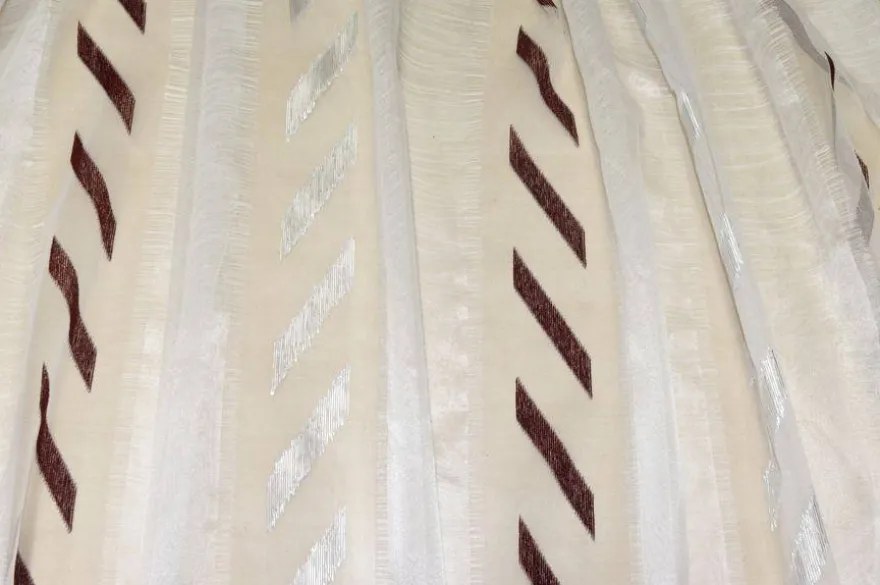 TESSUTO TENDA ORGANZA FANTASIA GEOMETRICA BORDEAUX