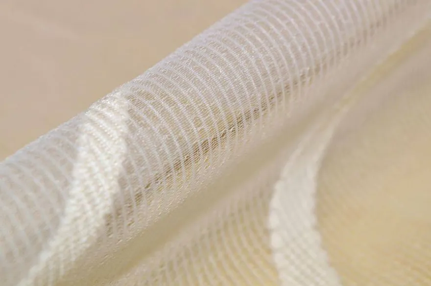 TESSUTO TENDA ORGANZA FANTASIA CERCHI ASTRATTI PANNA