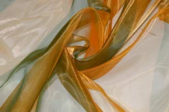 TESSUTO TENDA ORGANZA FASCE ARANCIO VERDE