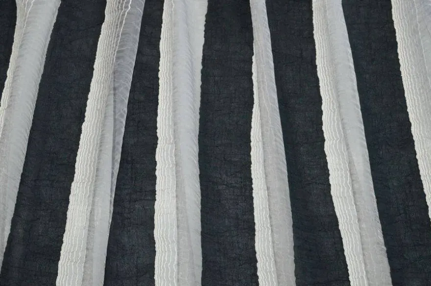 TESSUTO TENDA ORGANZA FASCE GRIGIO ANTRACITE