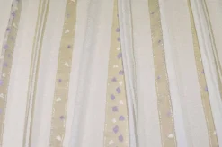 TESSUTO TENDA ORGANZA FASCIATA BIANCA CON INSERTI LILLA