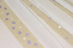 TESSUTO TENDA ORGANZA FASCIATA BIANCA CON INSERTI LILLA