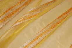 TESSUTO TENDA ORGANZA GIALLO/ARANCIO CON FASCE EFFETTO CINIGLIA