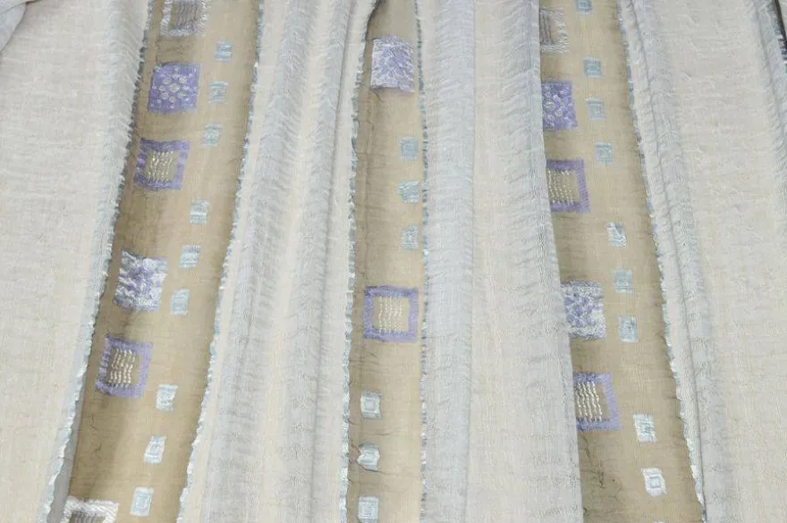 TESSUTO TENDA ORGANZA MISTO LINO CON RICAMO FILL COUPE LILLA