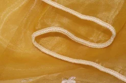 TESSUTO TENDA ORGANZA ORO CON FIORELLINO RICAMATO