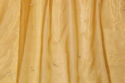 TESSUTO TENDA ORGANZA ORO CON FIORELLINO RICAMATO