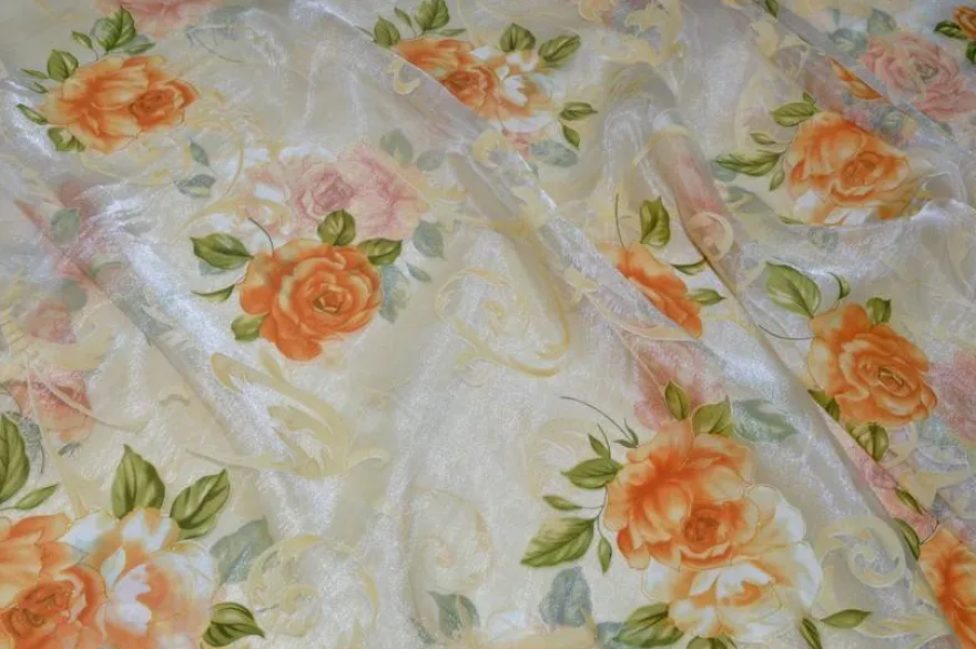 TESSUTO TENDA ORGANZA ROSA ARANCIO