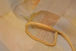 TESSUTO TENDA ORGANZA SCACCO ARANCIO CANGIANTE AZZURRO