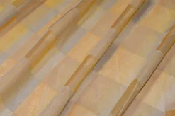 TESSUTO TENDA ORGANZA SCACCO ARANCIO CANGIANTE AZZURRO