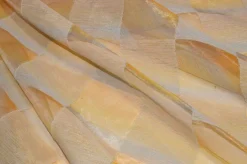 TESSUTO TENDA ORGANZA SCACCO ARANCIO CANGIANTE AZZURRO