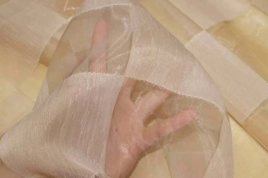 TESSUTO TENDA ORGANZA SCACCO BEIGE
