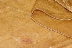 TESSUTO TENDA ORGANZA STROPICCIATA ORO CON RICAMO FILL COUPE