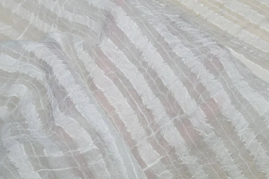 TESSUTO TENDA ORGANZA STROPICCIATA RIGHINA BIANCA