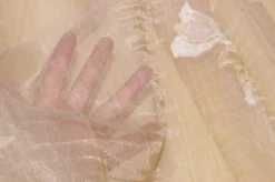 TESSUTO TENDA ORGANZA STROPICCIATA ROSA SALMONE CON RICAMO