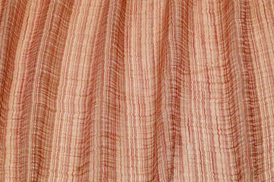 TESSUTO TENDA ORGANZA STROPICCIATA ROSSA E ORO