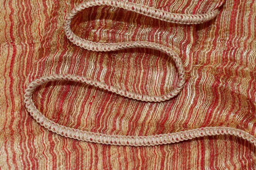 TESSUTO TENDA ORGANZA STROPICCIATA ROSSA E ORO