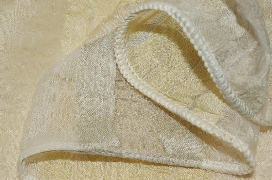 TESSUTO TENDA ORGANZA STROPICCIATA RIGA GIALLA VERDE