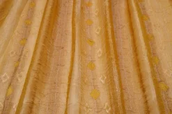 TESSUTO TENDA ORGANZA STROPICCIATA RICAMATA GIALLO/ORO