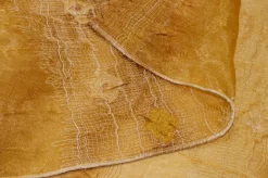 TESSUTO TENDA ORGANZA STROPICCIATA RICAMATA GIALLO/ORO