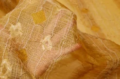 TESSUTO TENDA ORGANZA STROPICCIATA RICAMATA GIALLO/ORO