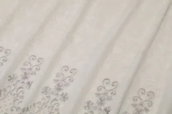 TESSUTO TENDA RICAMO IN RILIEVO BIANCO/GRIGIO