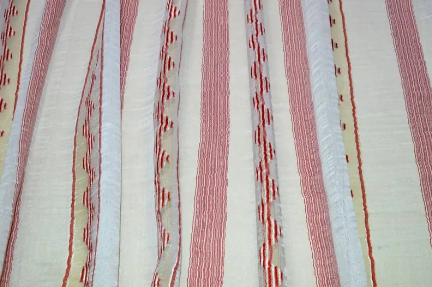 TESSUTO TENDA RIGATO BIANCO/ROSSO