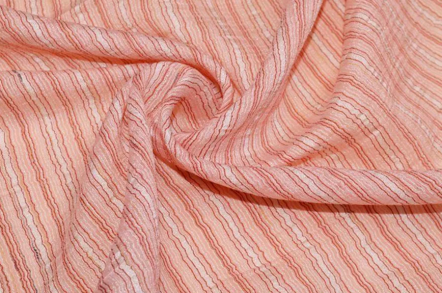 TESSUTO TENDA STROPICCIATO RIGATO SALMONE
