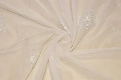 TESSUTO TENDA TULLE PANNA CON FIORE LUREX RICAMATO