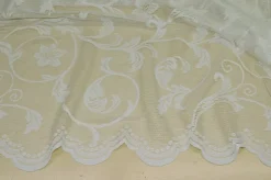 TESSUTO TENDA TULLE RICAMATA PANNA
