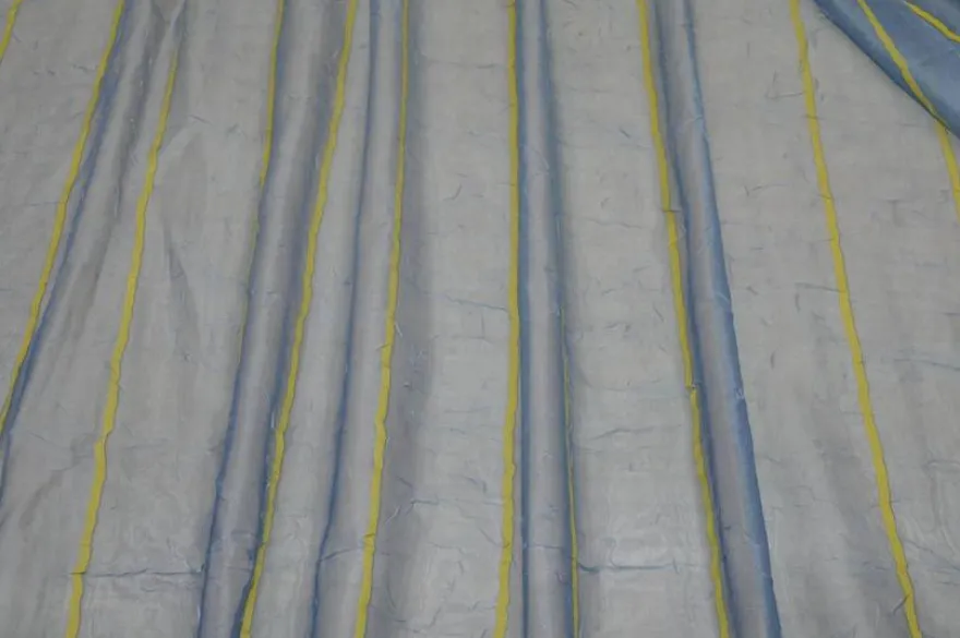 TESSUTO TENDA VELO STROPICCIATO AZZURRO /GIALLO