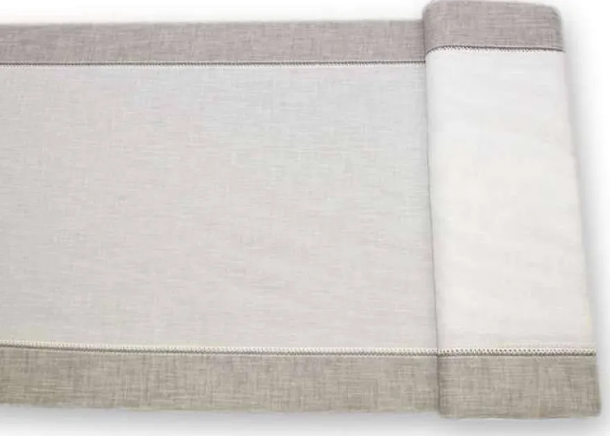 TESSUTO TENDINO BIANCO CON BORDO GRIGIO