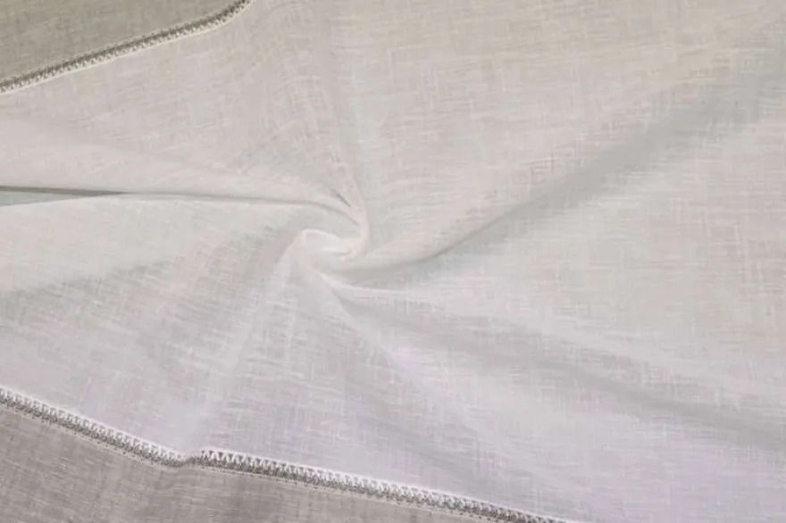 TESSUTO TENDINO BIANCO CON BORDO GRIGIO