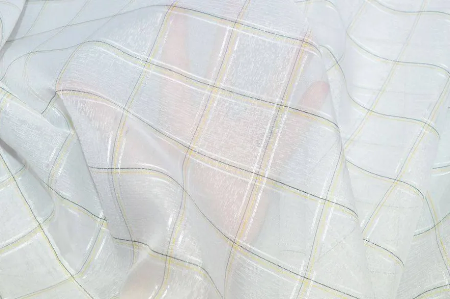 TESSUTO TENDINO BIANCO SCACCO GIALLO BLU