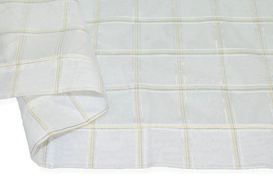 TESSUTO TENDINO BIANCO SCACCO GIALLO BLU