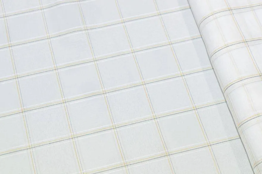 TESSUTO TENDINO BIANCO SCACCO GIALLO BLU