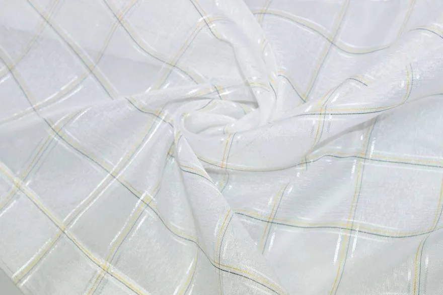 TESSUTO TENDINO BIANCO SCACCO GIALLO BLU
