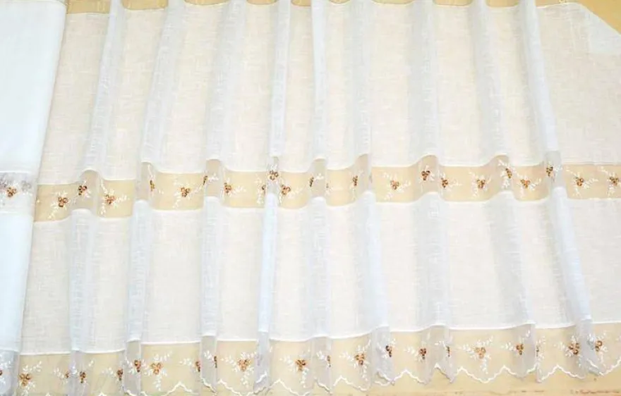 TESSUTO TENDINO CON INCASSO IN ORGANZA FIORELLINO MARRONE