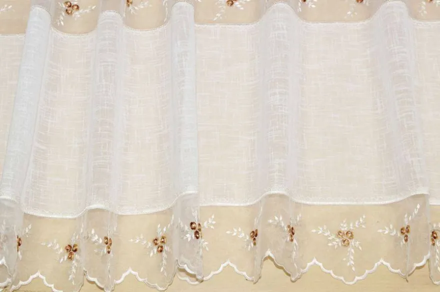 TESSUTO TENDINO CON INCASSO IN ORGANZA FIORELLINO MARRONE