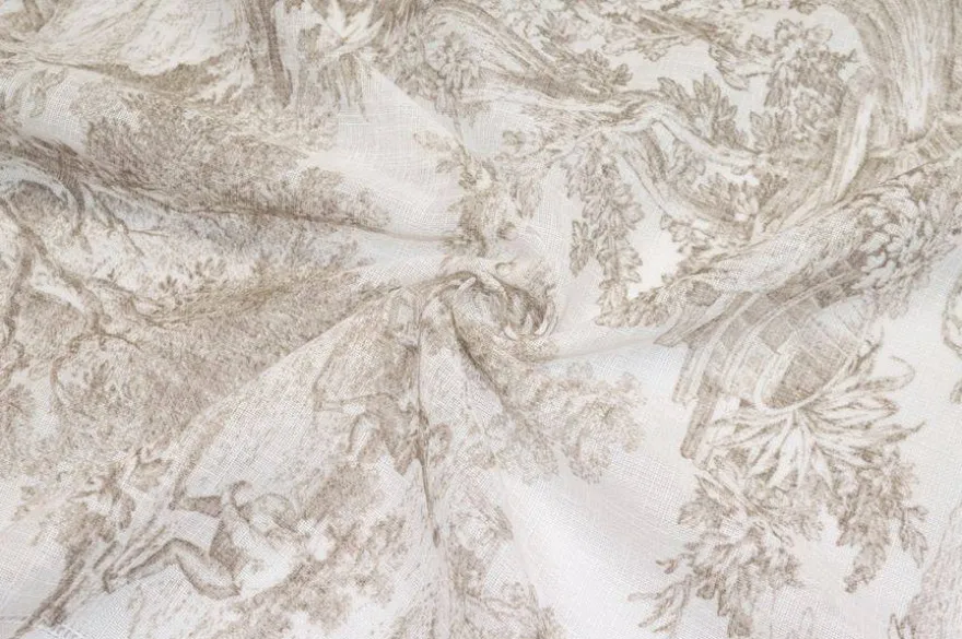 TESSUTO TENDINO FANTASIA TOILE DE JOUY BEIGE