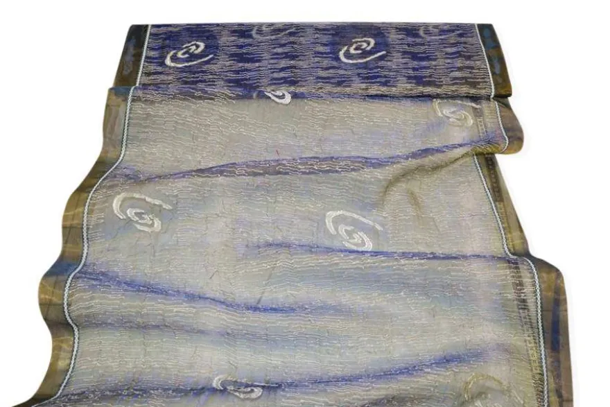 TESSUTO TENDINO ORGANZA CANGIANTE ORO BLU